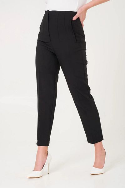 Daçem Hira Black Cloth Trousers with Collet Detail