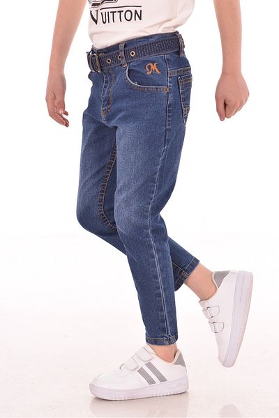 MORE KIDS Pantaloni blugi din Lycra pentru băiat cu CUREA