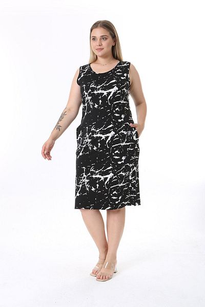 modayız Καλοκαιρινό Αμάνικο Φόρεμα Plus Size με Τσέπες - 26F-2550