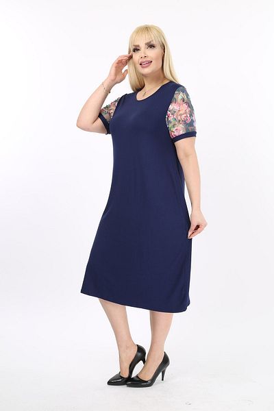 Moday Μαύρο φόρεμα με μανίκια Plus Size 2c-17901