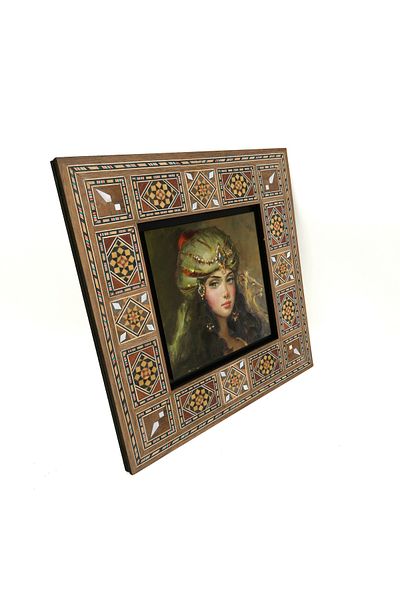 Sadrazam Ottoman Woman Drawing Printed Mdf Table 20X20 Krt-111