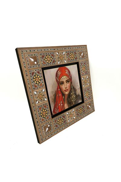 Sadrazam Anatolian Woman Drawing Printed Mdf Table 20X20 Krt-112