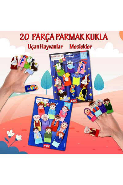 Tox 2 Set 20 Pieces - Tox Family Members and Flying Animals Finger Puppet T752 T222