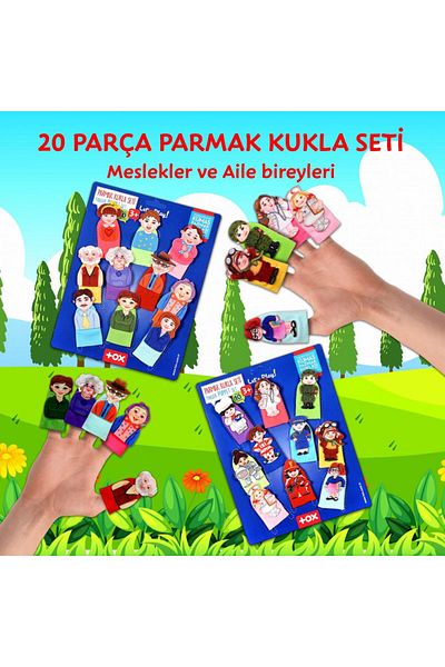 Tox New Estevia Clez 2 Set - 20 Pieces Professions and Family Members Finger Puppet