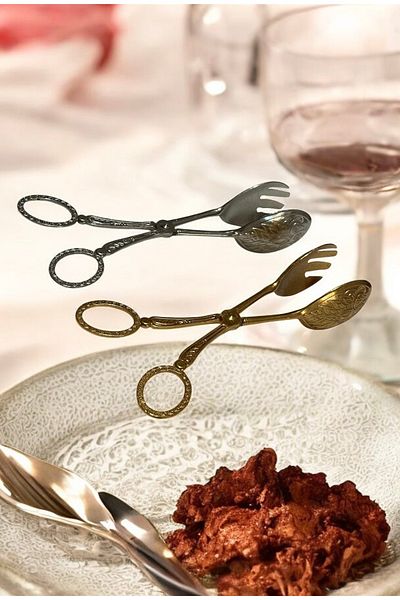 LeesHome Silver Gold 2-Piece Serving and Presentation Spoon Salad Spoon Cake Spoon