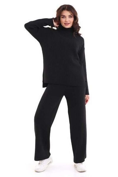 Irmak Kerekli Set de tricotaje pentru femei, negru, supradimensionat, cu nervuri, partea de sus, 6308
