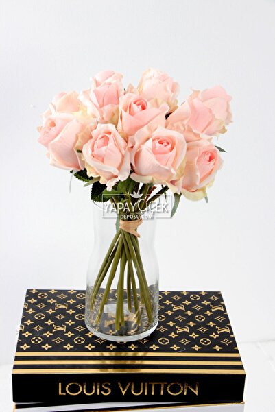 Yapay Çiçek Deposu Yapay Çiçek 12li Premium Gül Buketi Pembe