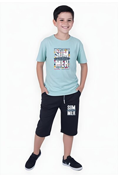 FYK COLLECTİON Сурфінг з принтом для хлопчиків, комплект капрі з двома кишенями