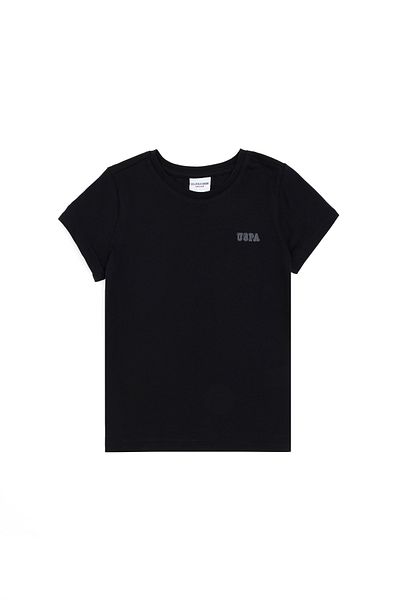 U.S. Polo Assn. Tricou negru cu gât turnat pentru băiat 50298086-VR046