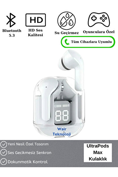 Wair Teknoloji Ultrapods Max Kablosuz Bluetooth Kulaklık Powerbank Özellikli ...