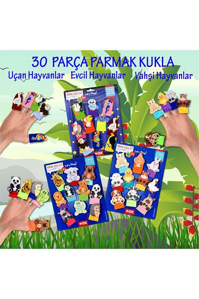 Tox 3 Set - 30 Pieces Tox Pets, Wild and Flying Animals Finger Puppet T772 T782 T222