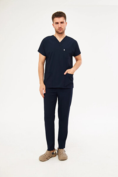 Class Üniforma Tek Alt Lacivert Likralı Erkek Doktor Ve Hemşir Forması Scrubs Cerrahi Pantolon