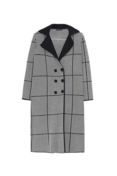 MISS DALIDA Siyah Zigzag Desenli Uzun Hırka T25K-9001