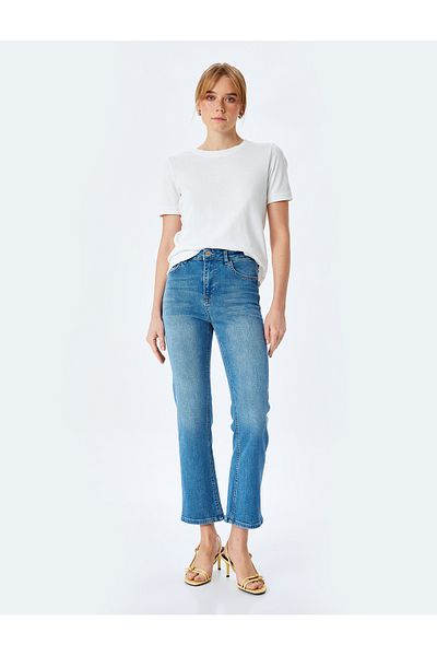 Koton High Waist Spanish Leg Denim Trousers - Kick Flare Jeans