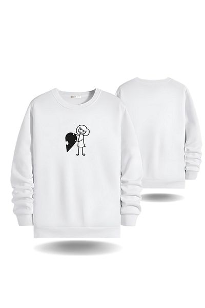 Gölge Store Γυναικείο φούτερ για την ημέρα του Αγίου Βαλεντίνου Crew Neck Slimfit - Heart Puzzle Visual 7009K