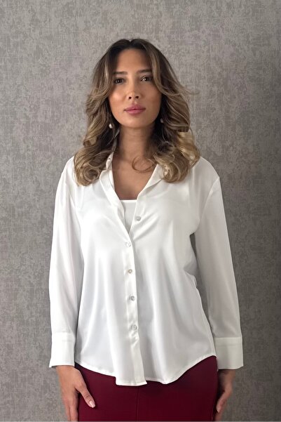 Mucios Sedef Düğmeli Saten Gömlek