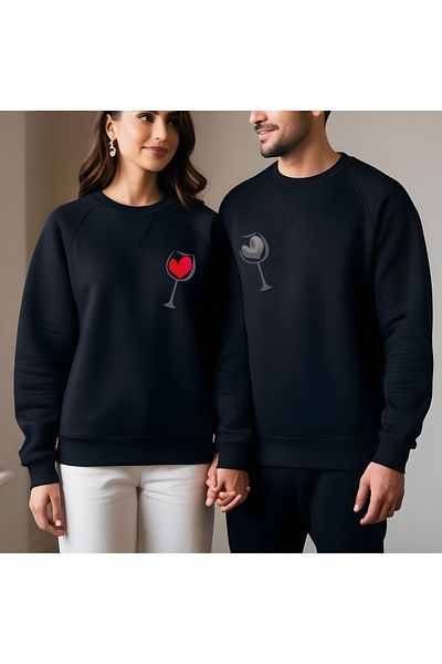 Gölge Store Мъжки суитшърт с кръгло деколте за Свети Валентин, с релефно сърце в стъкло 7005E