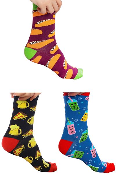 Fanilam 3-Piece Cheerful Patterned Women's Cotton Socks