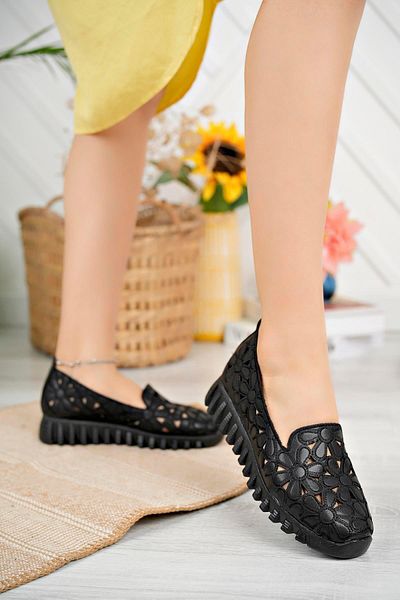 Aymood Laser Cut Ballerina Black Skin Black Skin Black Skin
