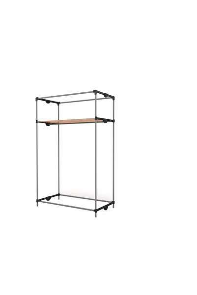 BurakBezDolap Plastik Raflı Çelik Borulu Askılı Bez Dolap Gardırop