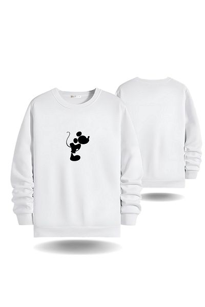 Gölge Store Ανδρικό φούτερ Mickey Mause για την Ημέρα του Αγίου Βαλεντίνου με λαιμόκοψη 7011E