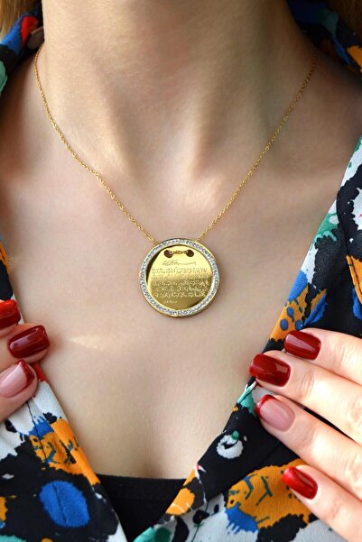 Sacce Scarves&Accessories 316 L Çelik Ayetel Kürsi Yazılı Kolye Çelik