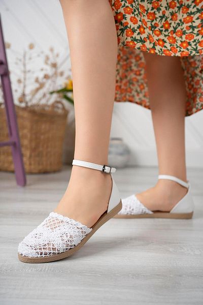 Aymood Pantofi de balerină tricotați de damă Pantofi de damă Pantofi de zi cu zi Textil alb