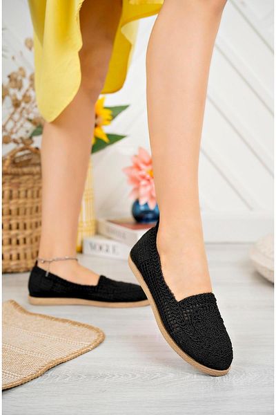Aymood Pantofi Balerini Tricotati damă Pantofi damă Pantofi Casual Negru