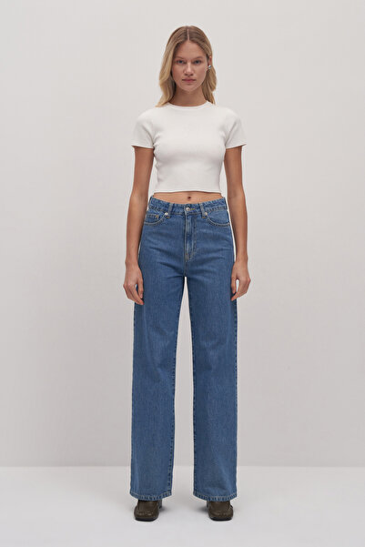 Mathilda Store Kadın Mavi Mathilda Yüksek Bel Wide Leg Jean