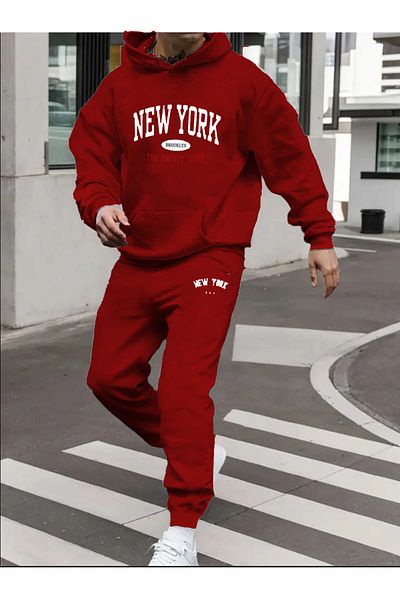 Elfa Tekstil Unisex New York Printed Tracksuit Set