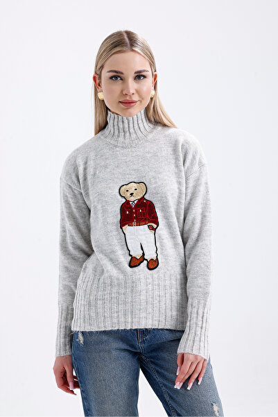 ikomteks Turtleneck Teddy Bear Knitwear Sweater