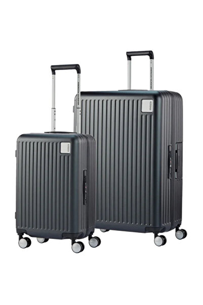 American Tourister طقم دوار صلب للقفل مكون من قطعتين باللون الأسود