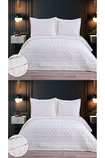 bursa çeyiz Fenomen Daisy Pique Nordic Bedspread Set - Cream