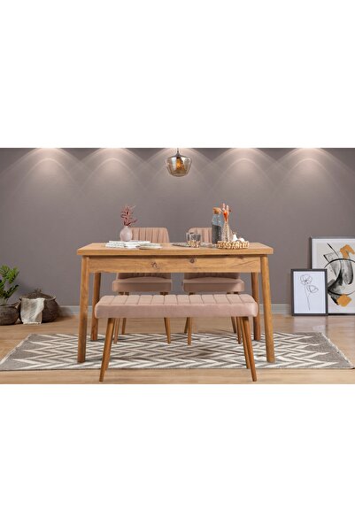 Vivense STORMİ MASA TAKIMI, ATLANTİK TAŞ RENGİ SOHO 0900, 120x75