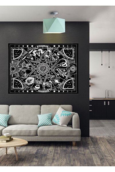 Enesar Home Burç Ve Astroloji Desen Birinci Kalite Kumaş Duvar Örtüsü Duvar H...