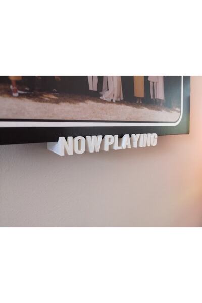 KİOfisi Plaklık - Plak rafı - Beyaz -Plak standı - NOW PLAYING - Plak rafı - Plak tutucu