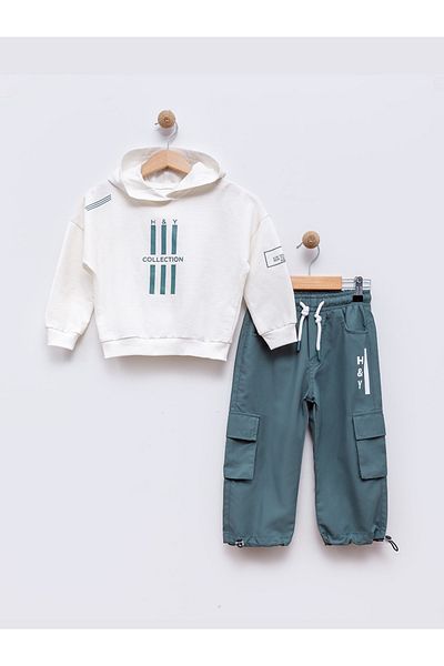 tipycix kids wear Two Strings Sweatshirt Soft Fabric Cargo Pants 2'Li Boy Set