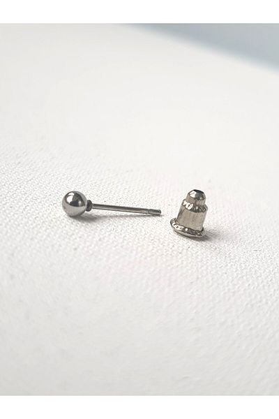 kurukafagift Silver Colored Steel Earrings - 1 Piece, Size 3 mm