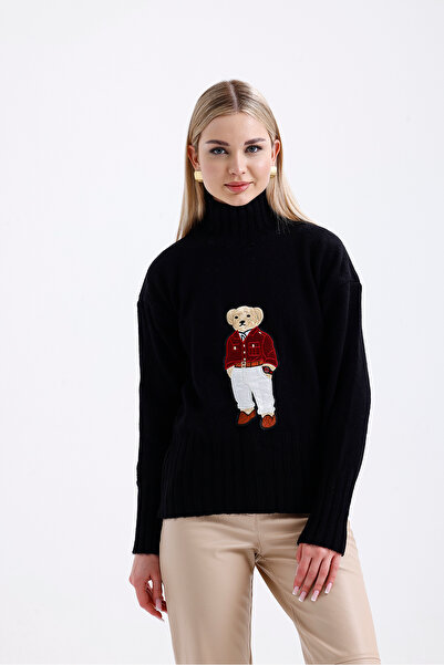 ikomteks Плетена пуловер с поло яка и мече