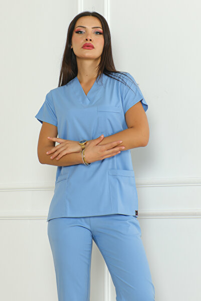 EDİFOR Scrubs Açık Mavi Doktor/ Hemşire Forması Alt Üst Takım Cerrahi Forma (...