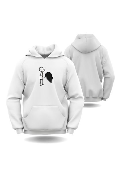 Gölge Store Ανδρικό φούτερ Slimfit με μοτίβο παζλ καρδιάς για την ημέρα του Αγίου Βαλεντίνου - 7009E