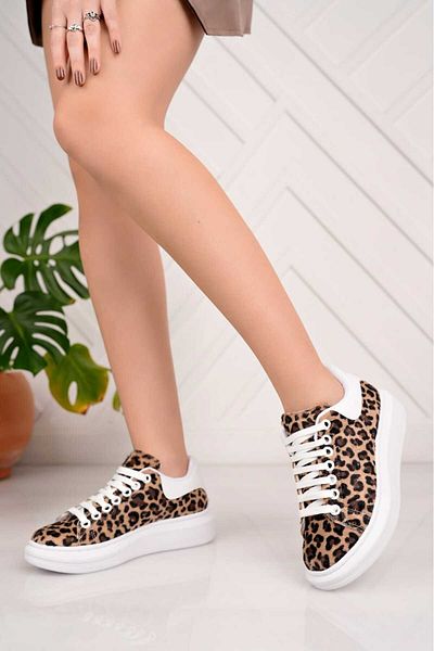 Three Bross Leopard Women's Sports Shoes Sneaker Orthopedic Insoles Suitable for Daily Use