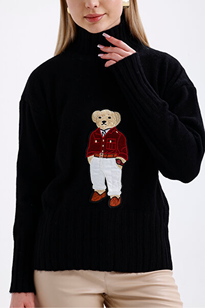 ikomteks Плетена пуловер с поло яка и мече