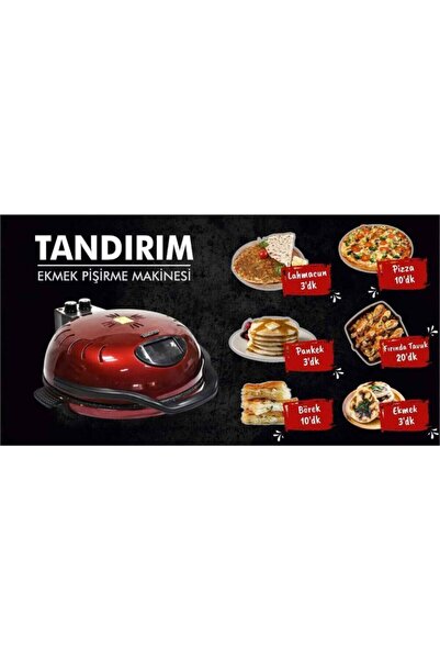 TANDIRIM Ekmek Pişirme Makinesi Kırmızı (BAZALT TAŞ - PİZZA KÜREK - GRANİT TEPSİ HEDİYELİ)