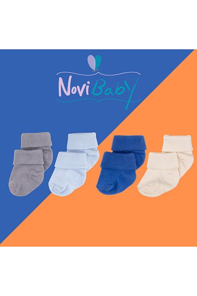 Novibaby 4-Piece Bamboo Baby Socks, Newborn Baby Socks, Girls Boys, White Pink Ecru