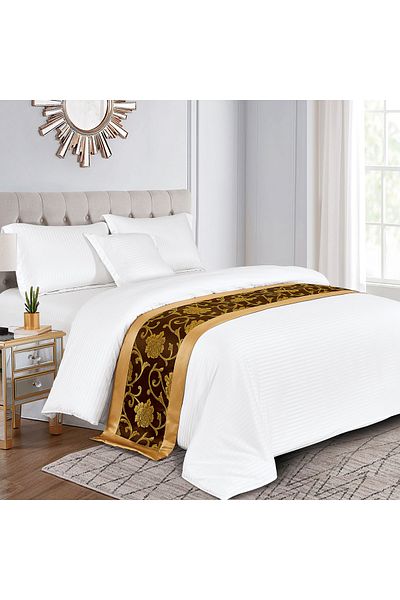 Generic Hotel Stripe Comforter Set Twin Size 160X210 CM, 100% Cotton With Bed Scarf Size 50 X180cm