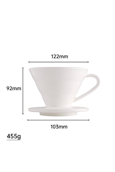 Vivien Home Beyaz V60 02 Dripper Seramik Kahve Demleme Ekipmani Filtre Kahve