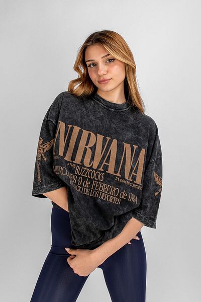 Bak Moda Mosható Nirvana hátul nyomott unisex Oversize póló