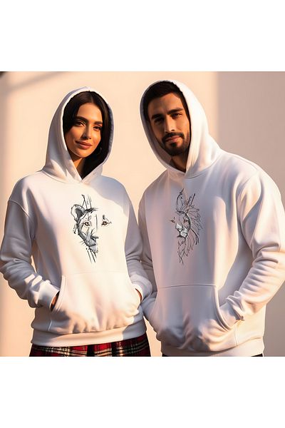 Gölge Store Arslan Görselli Ανδρικό φούτερ με κουκούλα για την ημέρα του Αγίου Βαλεντίνου 7017E