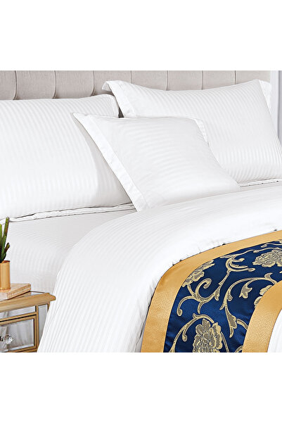Generic Hotel Stripe Comforter Set King Size 220X240 CM, 100% Cotton With Bed Scarf Size 50 X180cm